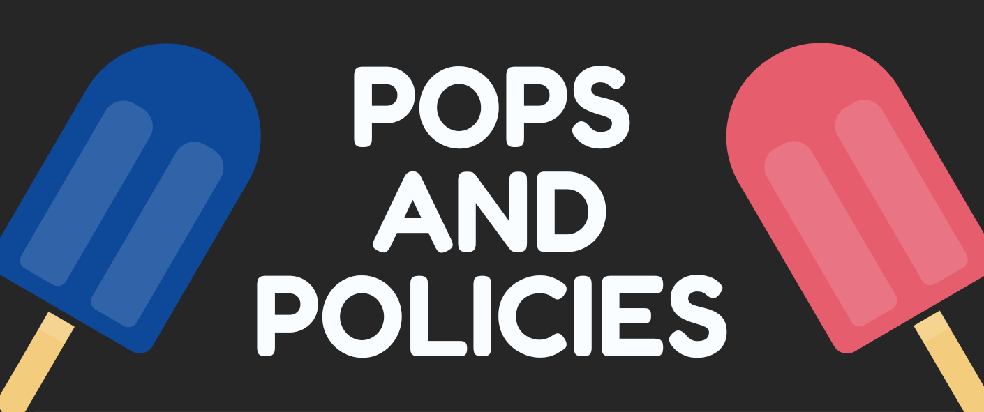 Pops & Policies logo shows two frozen pops