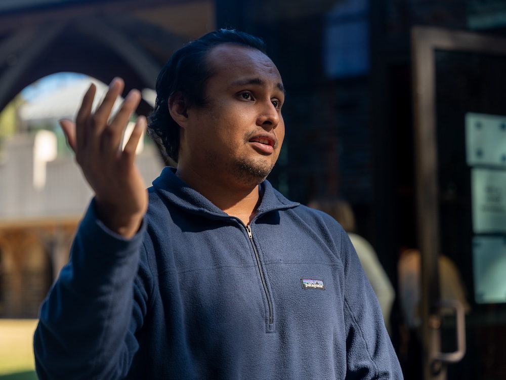 Enrique Loyola after he voted in Durham