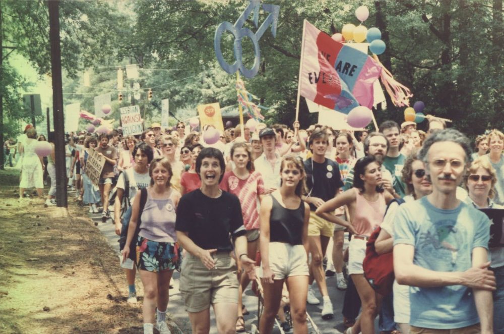 marchers at Durham's first Pride march