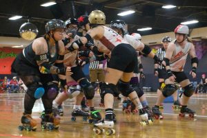 Roller Derby players get ready to clash on the rink at Wheels in East Durham.